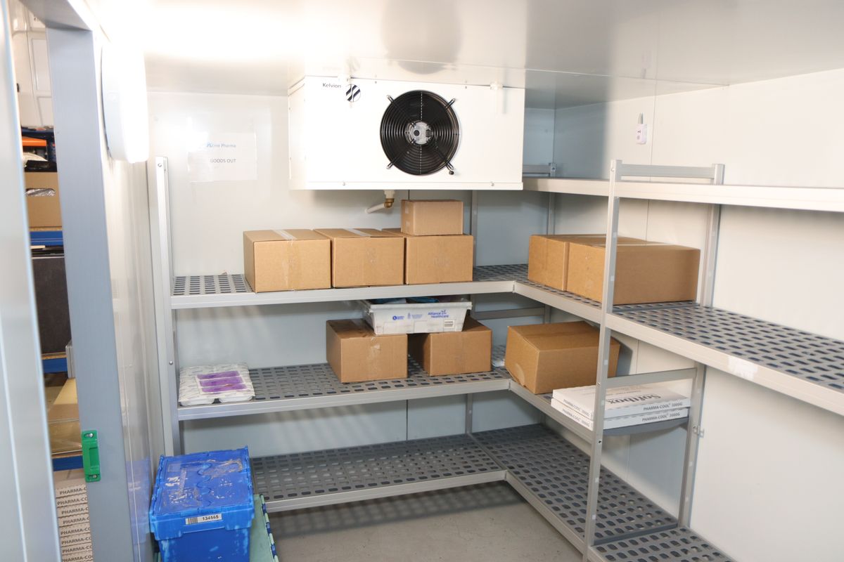 The temperature-controlled cold room at our warehouse